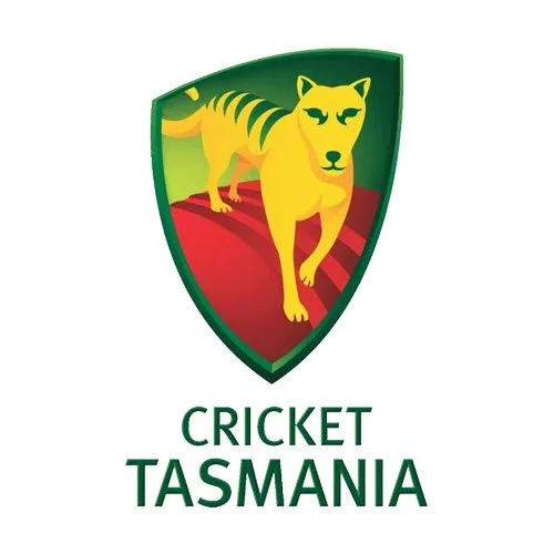 Cricket Tasmania logo featuring a yellow Tasmanian tiger on a green and red shield above the words “Cricket Tasmania”