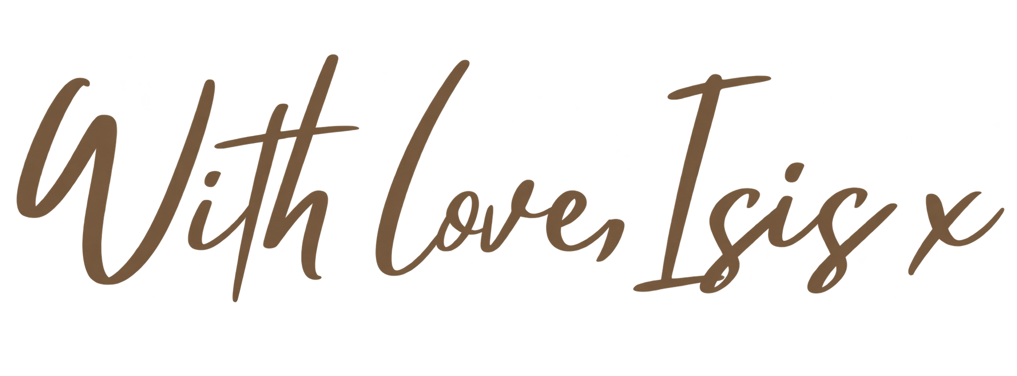 Brown handwritten script reading “With Love, Iggy” on a black background