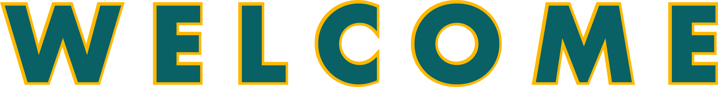 An image depicting the word "WELCOME" in large, block letters with teal color and yellow borders.