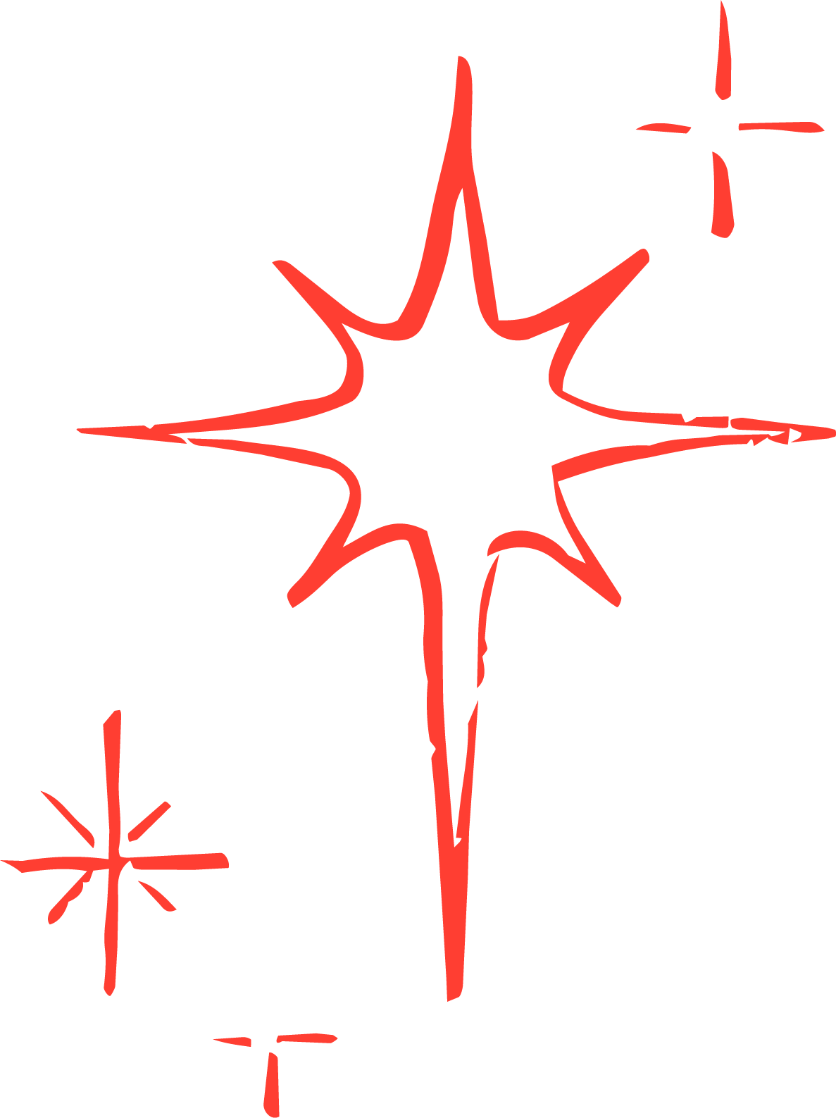Red and orange star-shaped firework explosion with smaller starbursts in the background.