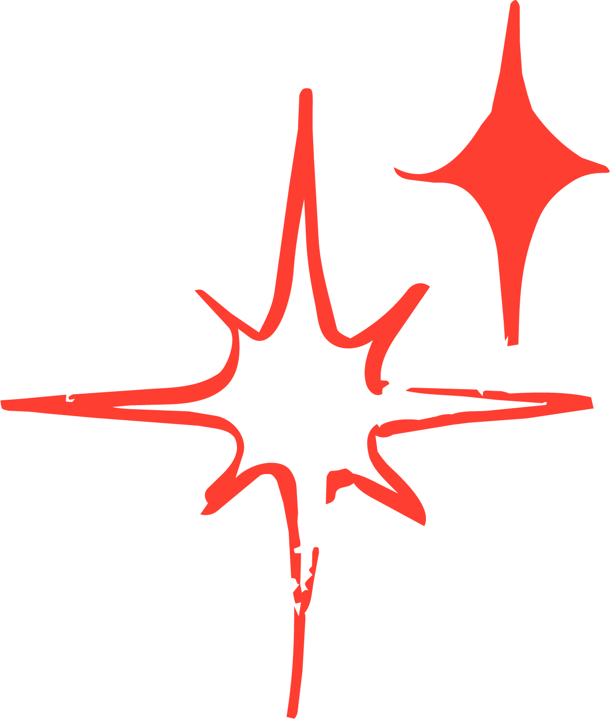 Red, stylized maple leaf with a star shape in the background.