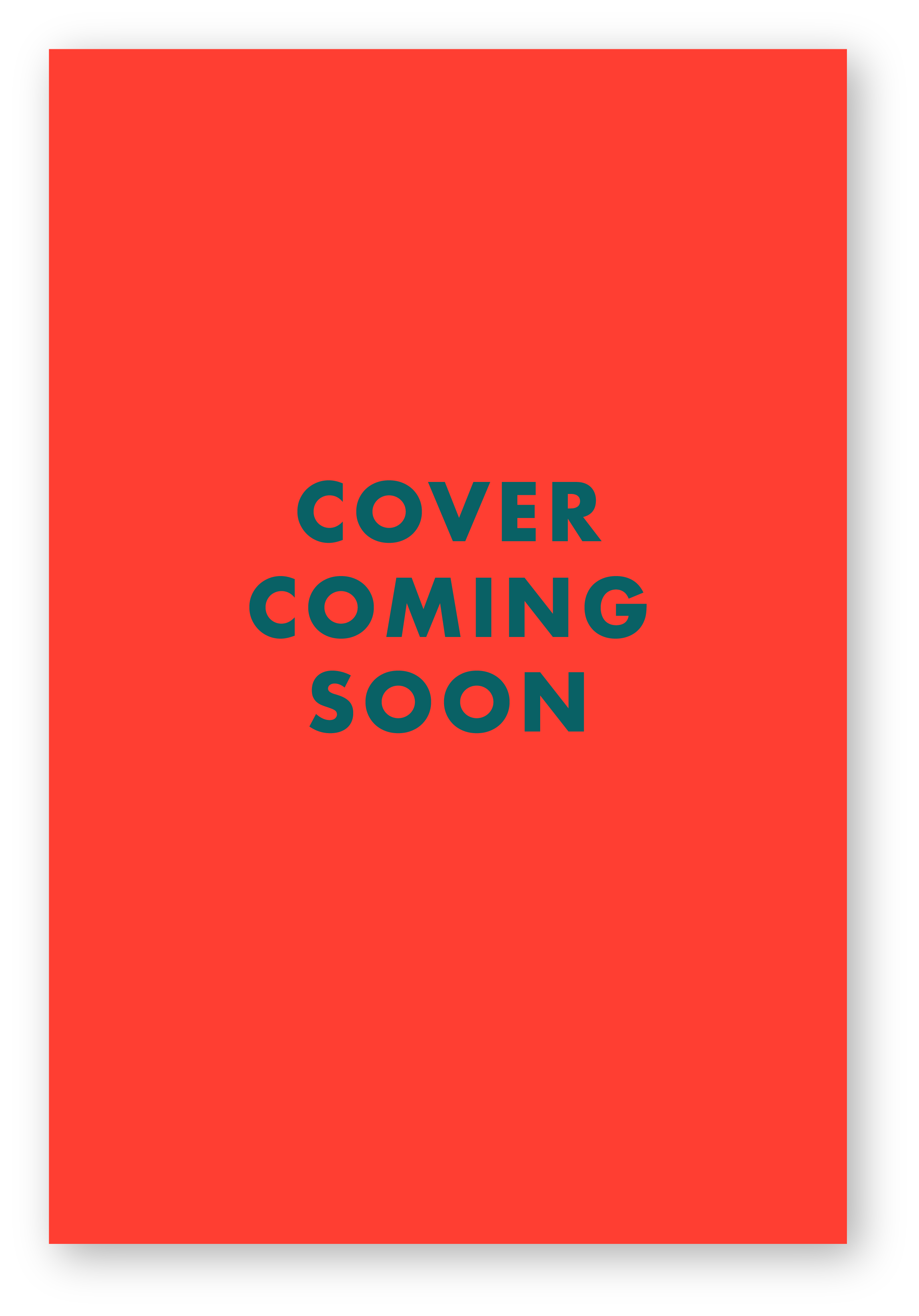 Red background with the words 'COVER COMING SOON' in large, dark teal letters.