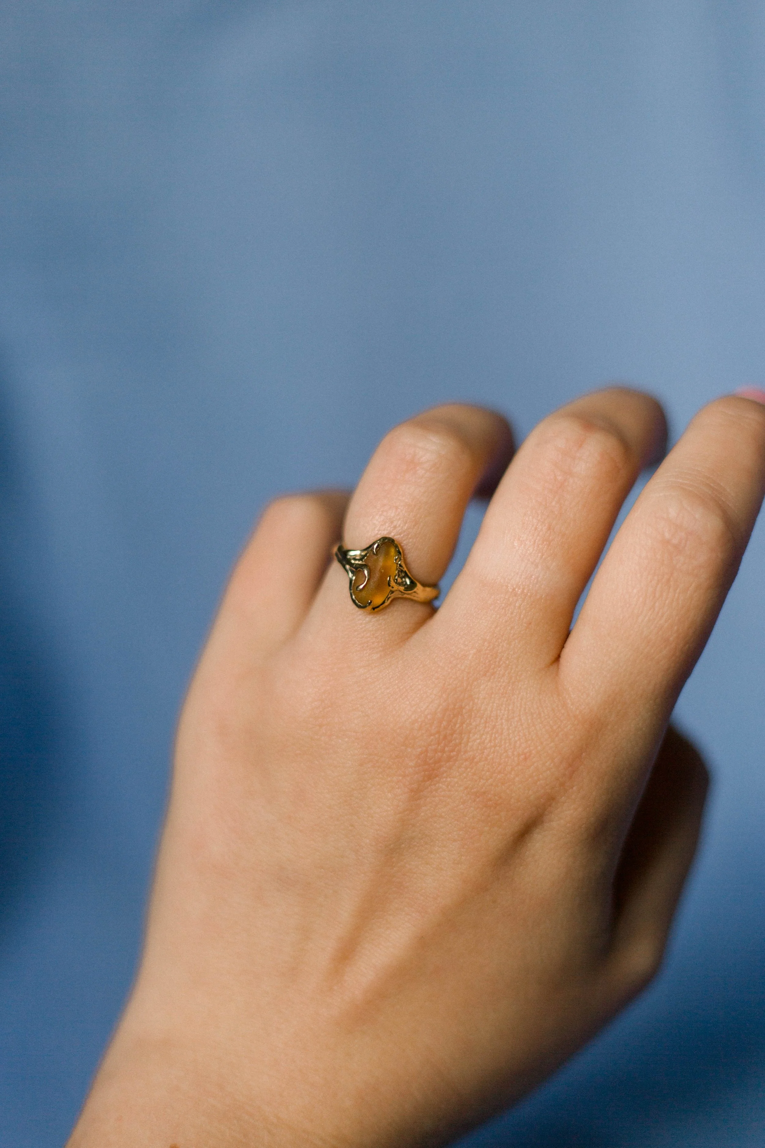 Orange Sea-glass Ring