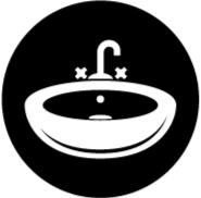 Icône de lavabo avec robinet, symbole de plomberie ou de nettoyage