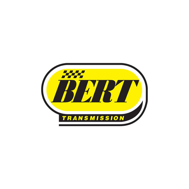 Bert Transmission logo with bold black lettering on a yellow oval background