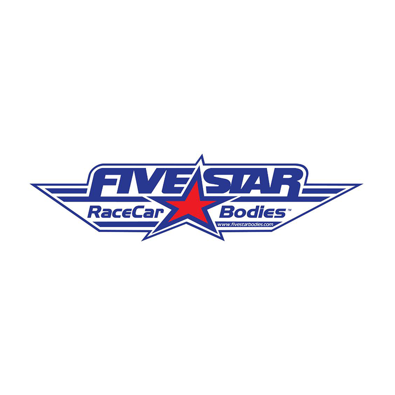 Five Star RaceCar Bodies logo with blue and red star design