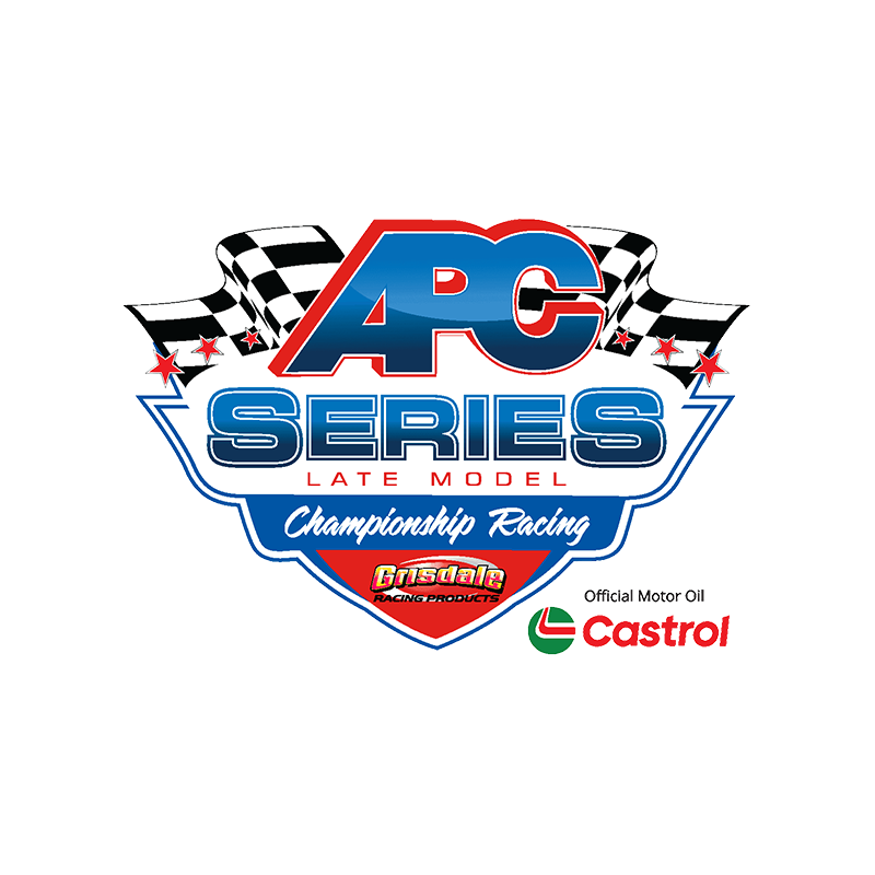 ARC Series Late Model Championship Racing logo with checkered flags, Crisdale Racing Products, and Castrol branding