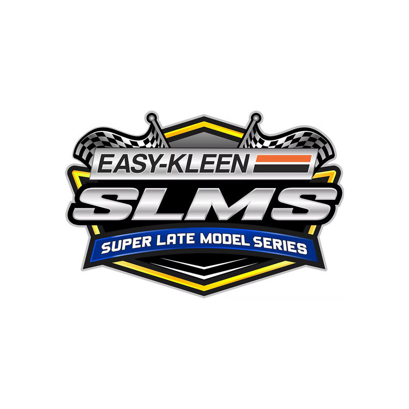 Easy-Kleen SLMS Super Late Model Series racing logo with checkered flags