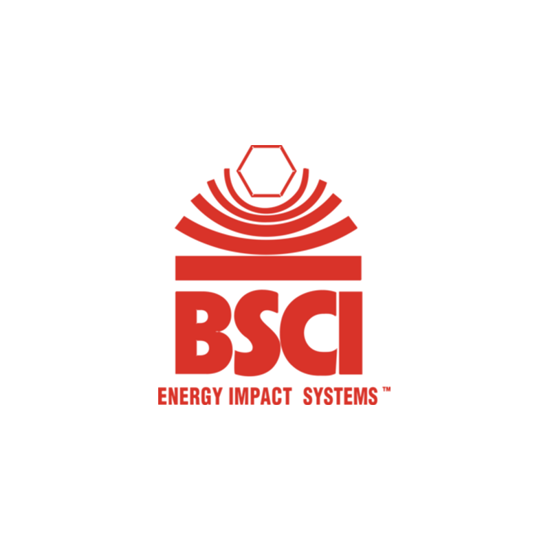 BSCI Energy Impact Systems logo in red with a hexagon and curved wave design