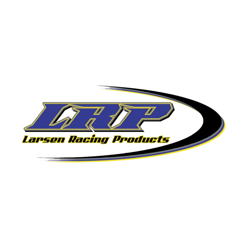 Larsen Racing Products logo with stylized LRP lettering and black, blue, and yellow swoosh
