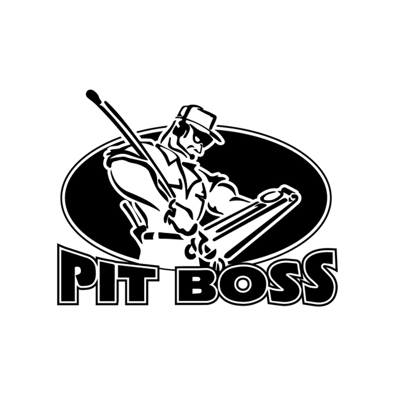 Black-and-white pit boss jacks logo