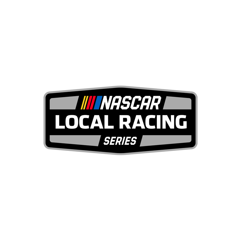NASCAR Local Racing Series logo on a black, gray, and white badge