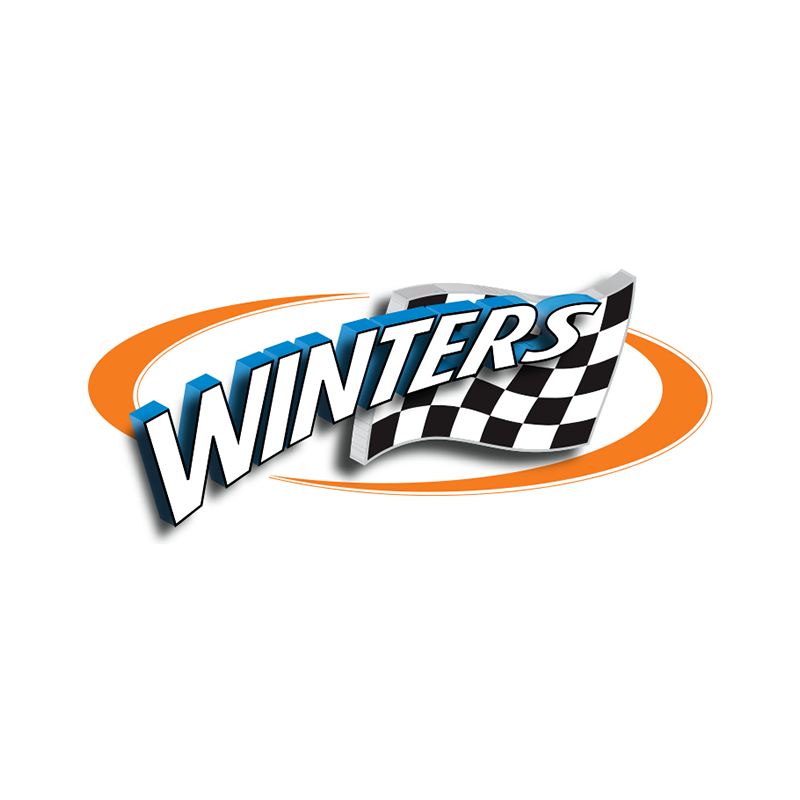 WINTERS logo with a black-and-white checkered racing flag and orange oval swoosh