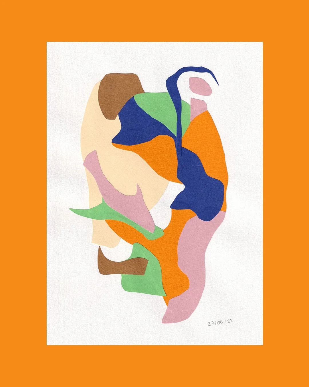 scan d'un collage avec des formes de couleurs unies très vives