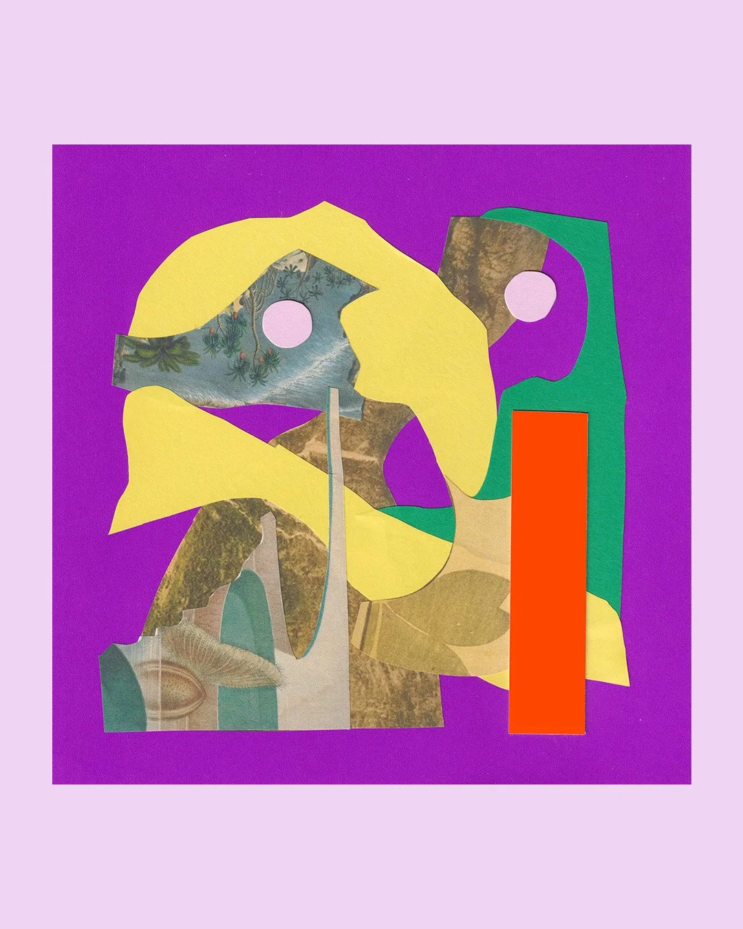 scan d'un collage abstrait avec des couleurs très fortes