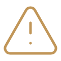 Warning triangle icon with an exclamation mark inside.