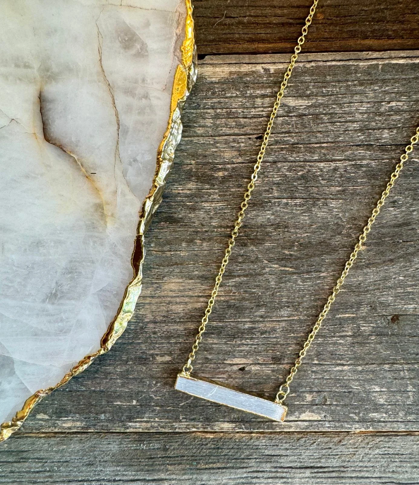 Selenite Bar  Necklace