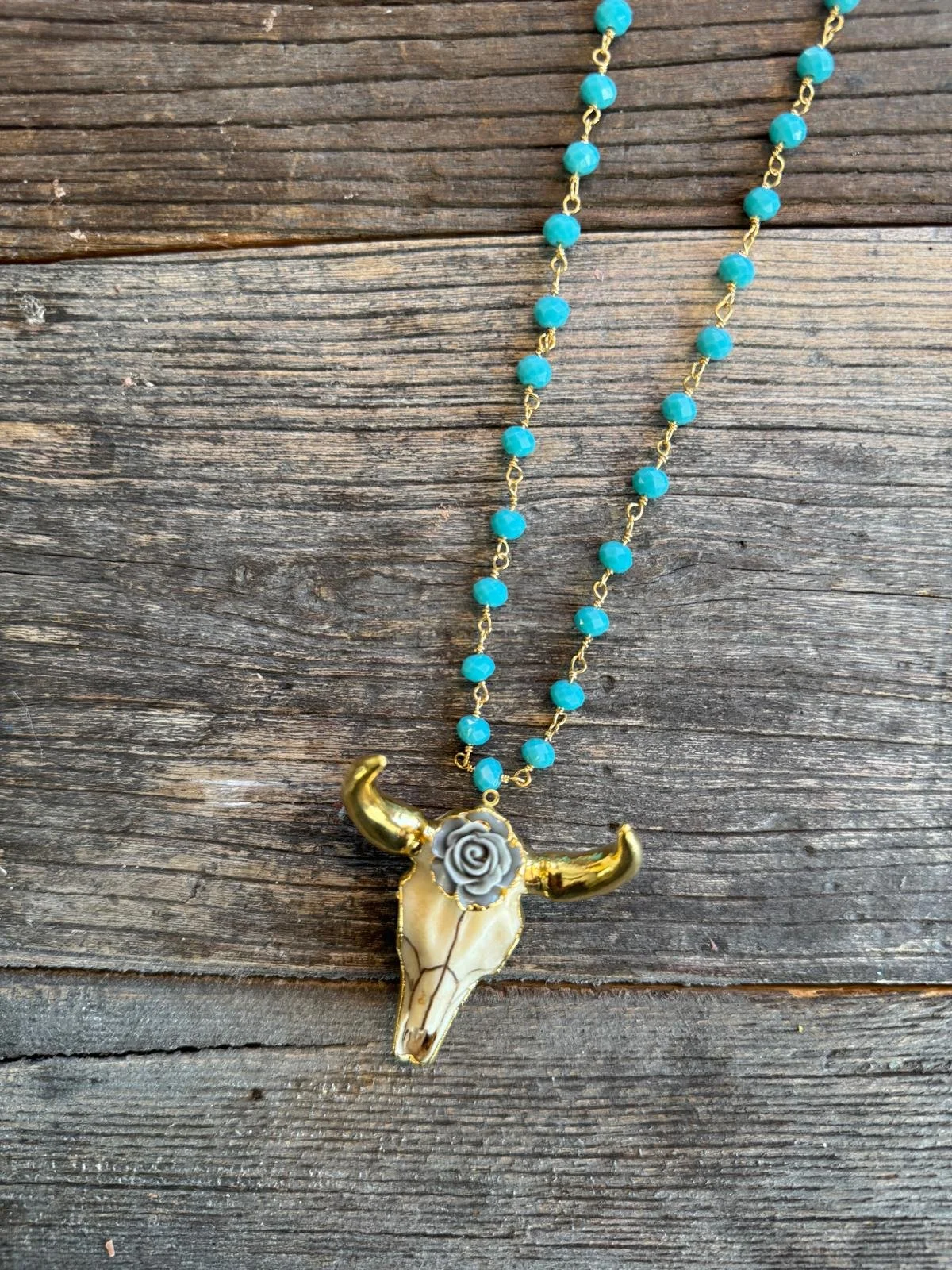 Turquoise Skull Pendant Necklace