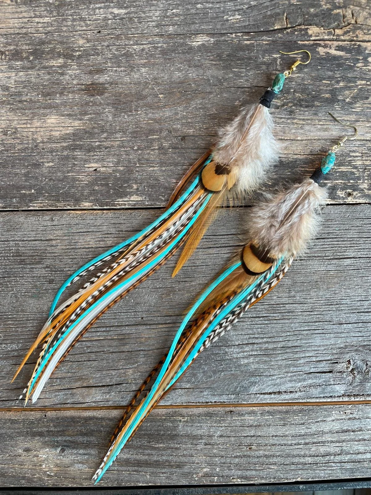 Mixed-Color Feather Earrings