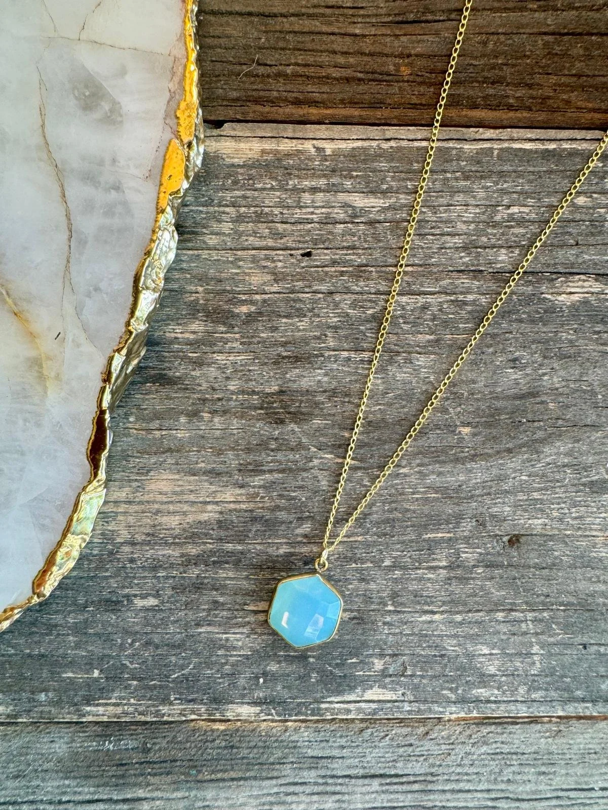 Coneflower Blue Chalcedony  Necklace