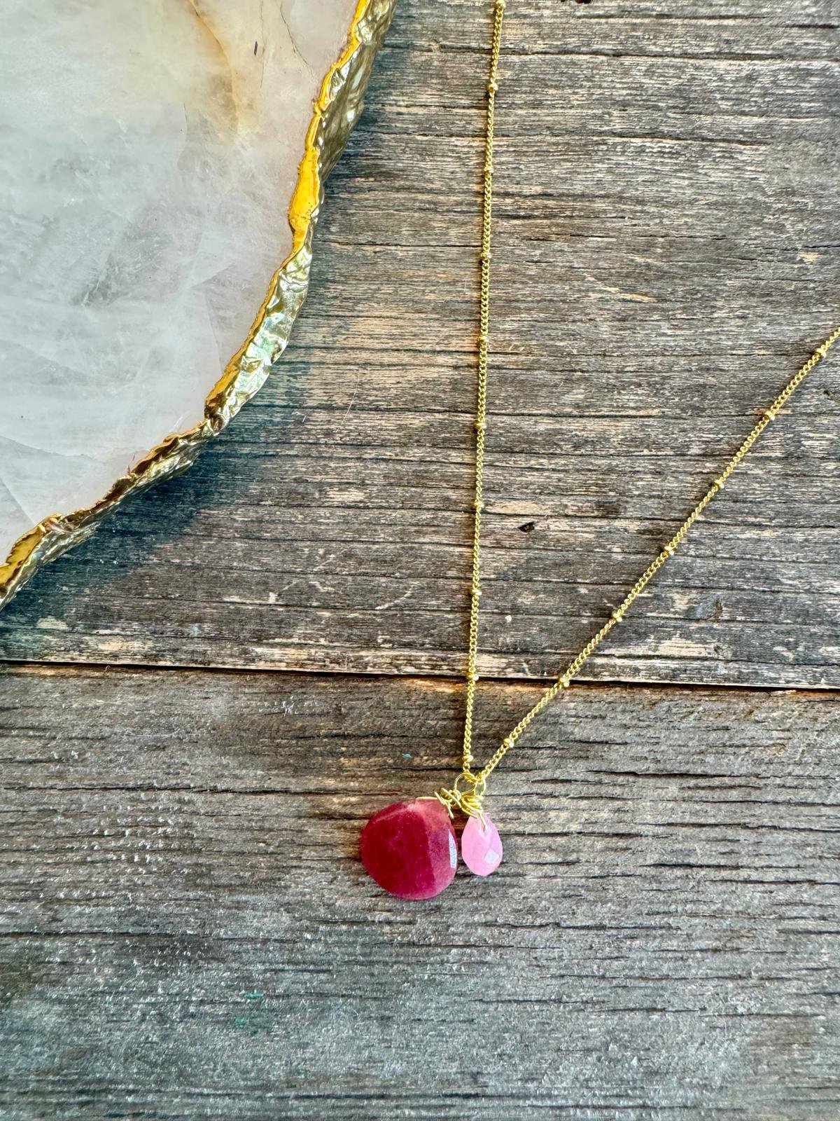 Pink Gemstone Pendant Necklace