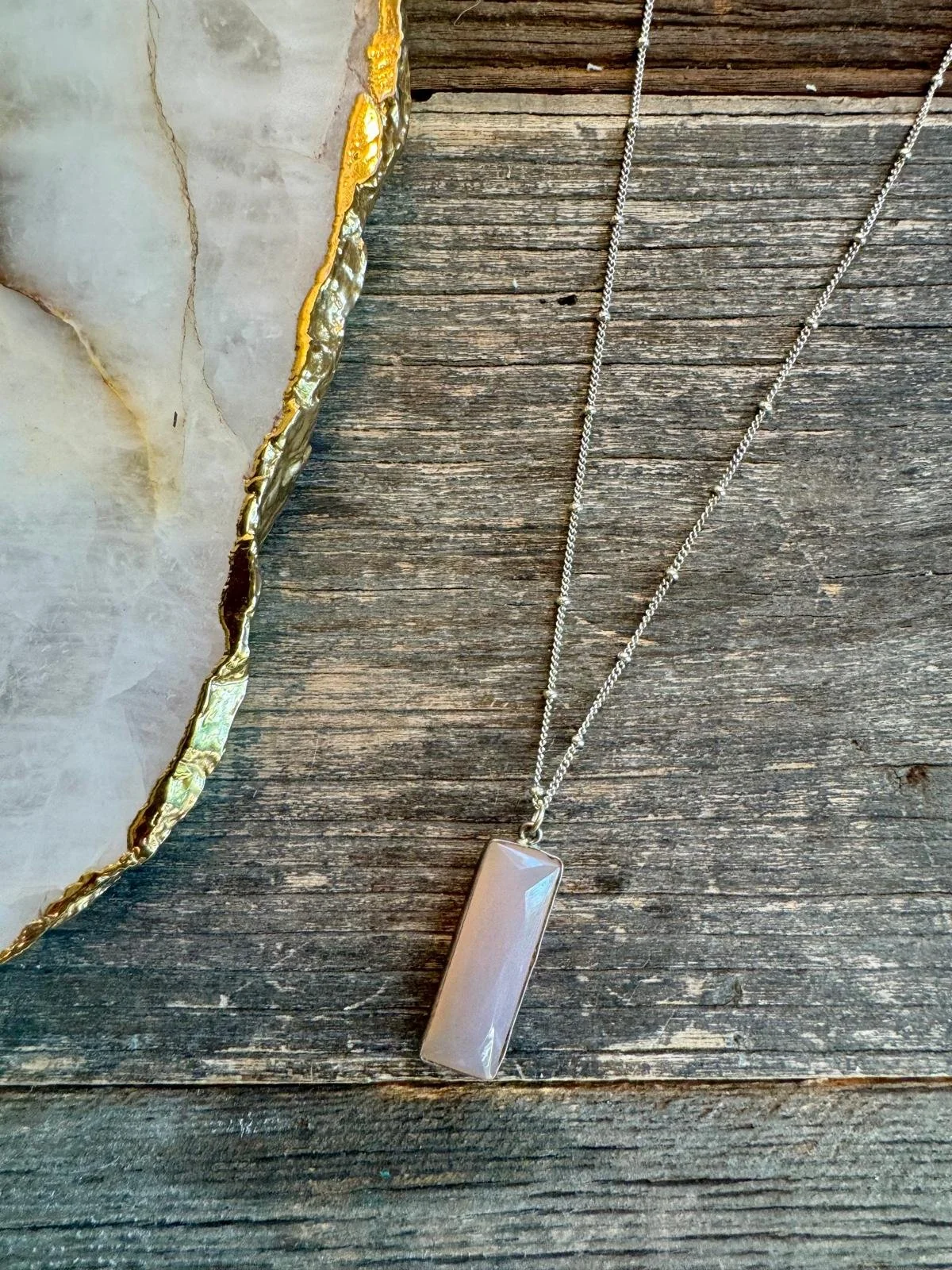 Blush Rectangle Pendant Necklace