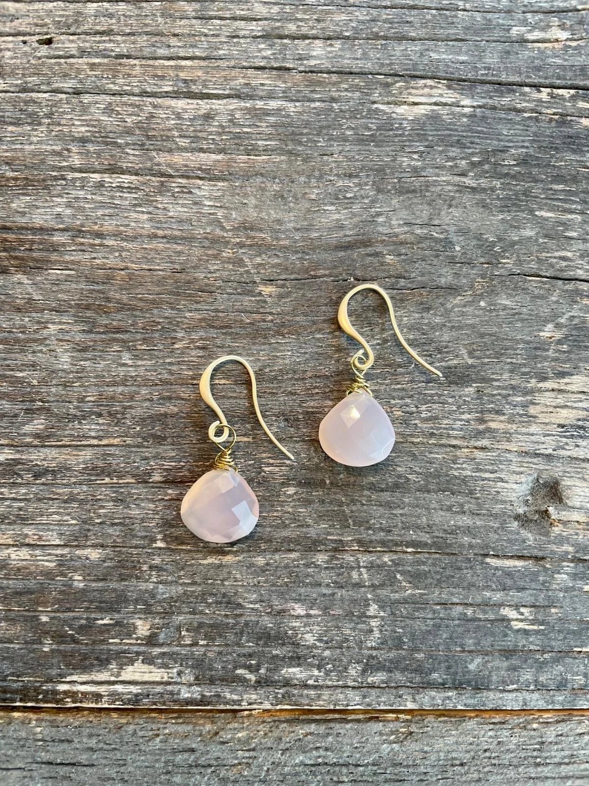 Rose Pink Gemstone Drop Earrings