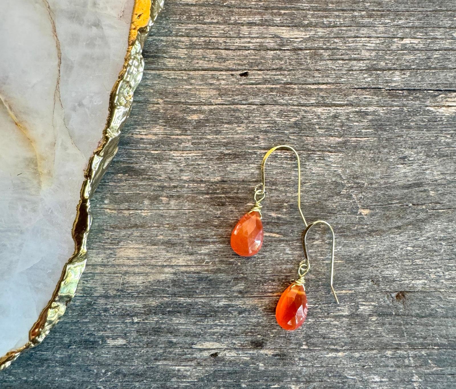 Orange Bead Drop Earrings