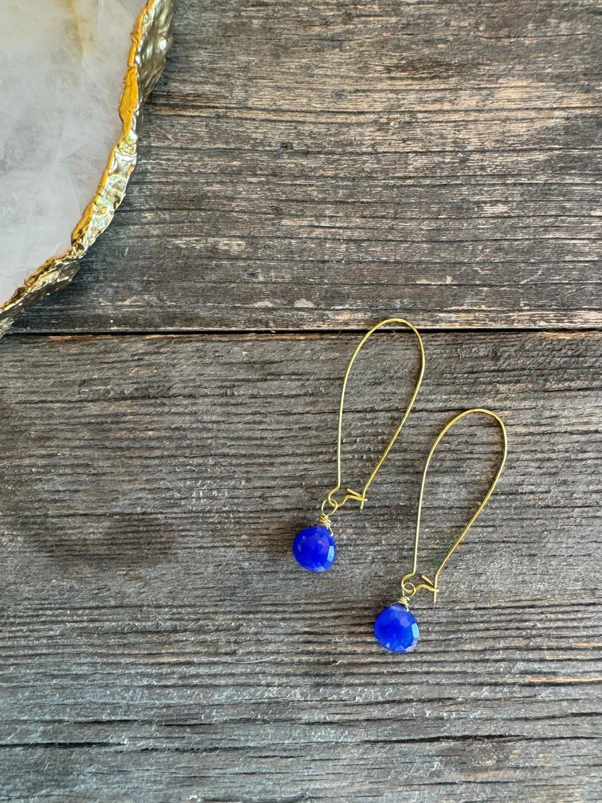 Blue Gemstone Drop Earrings
