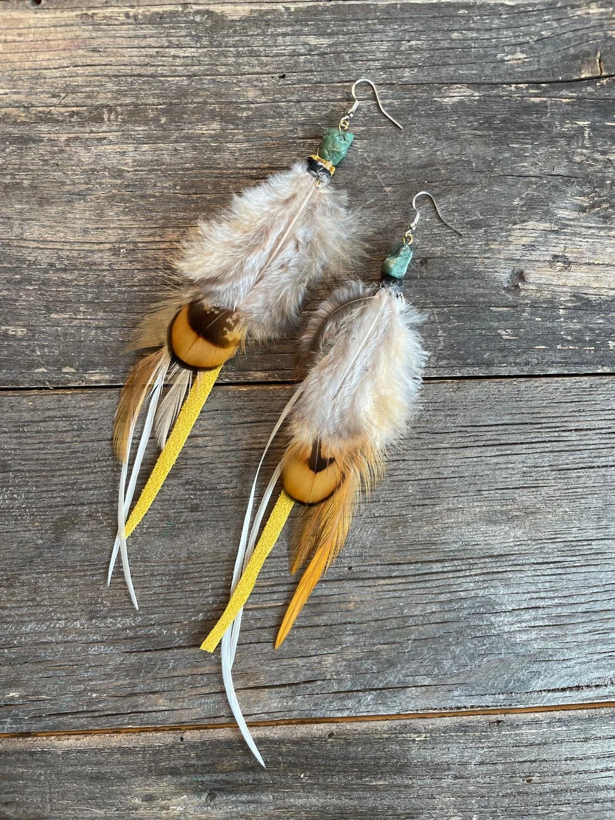 Patterned Feather Drop Earrings