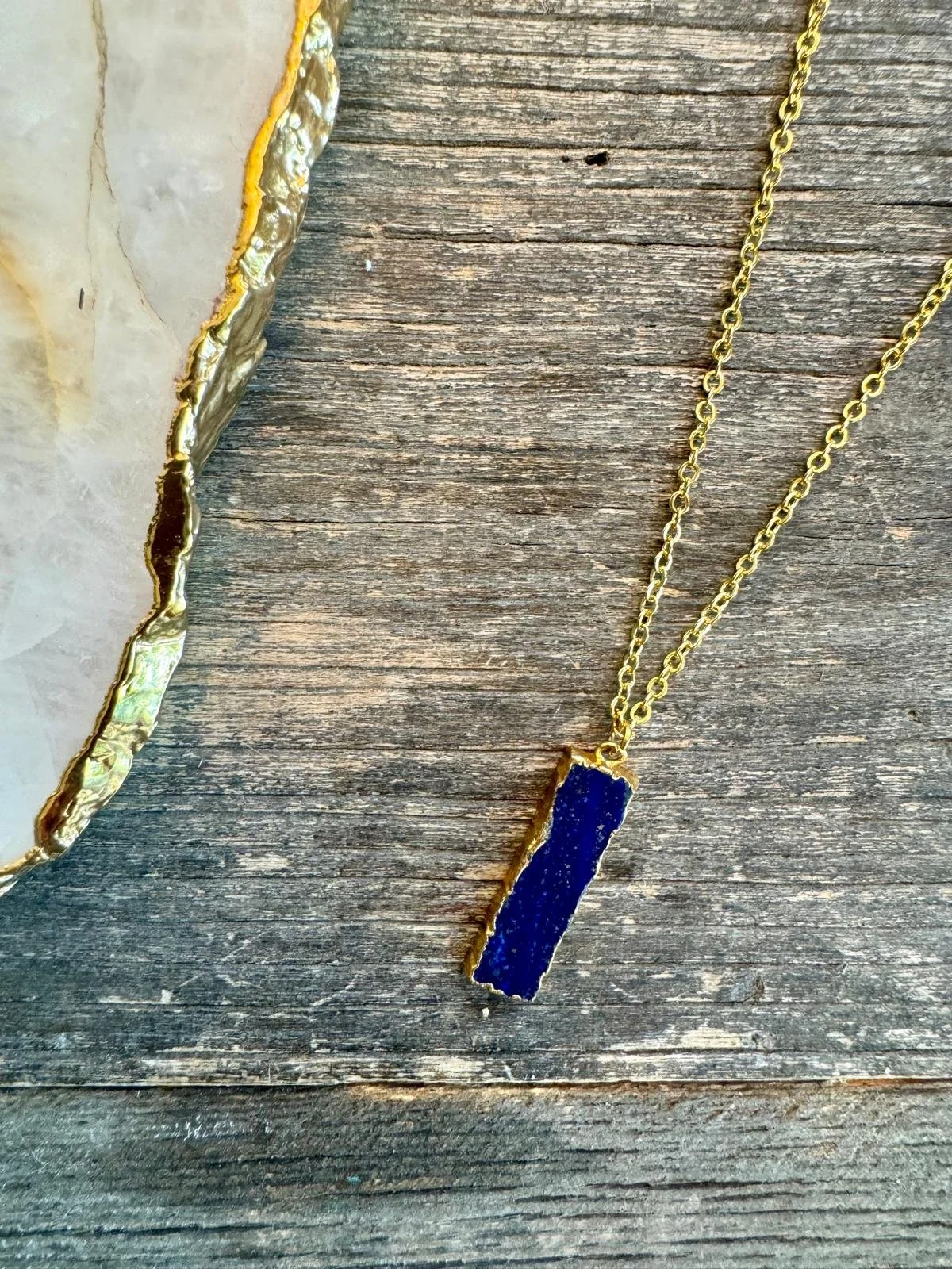 Navy Blue Bar Pendant Necklace