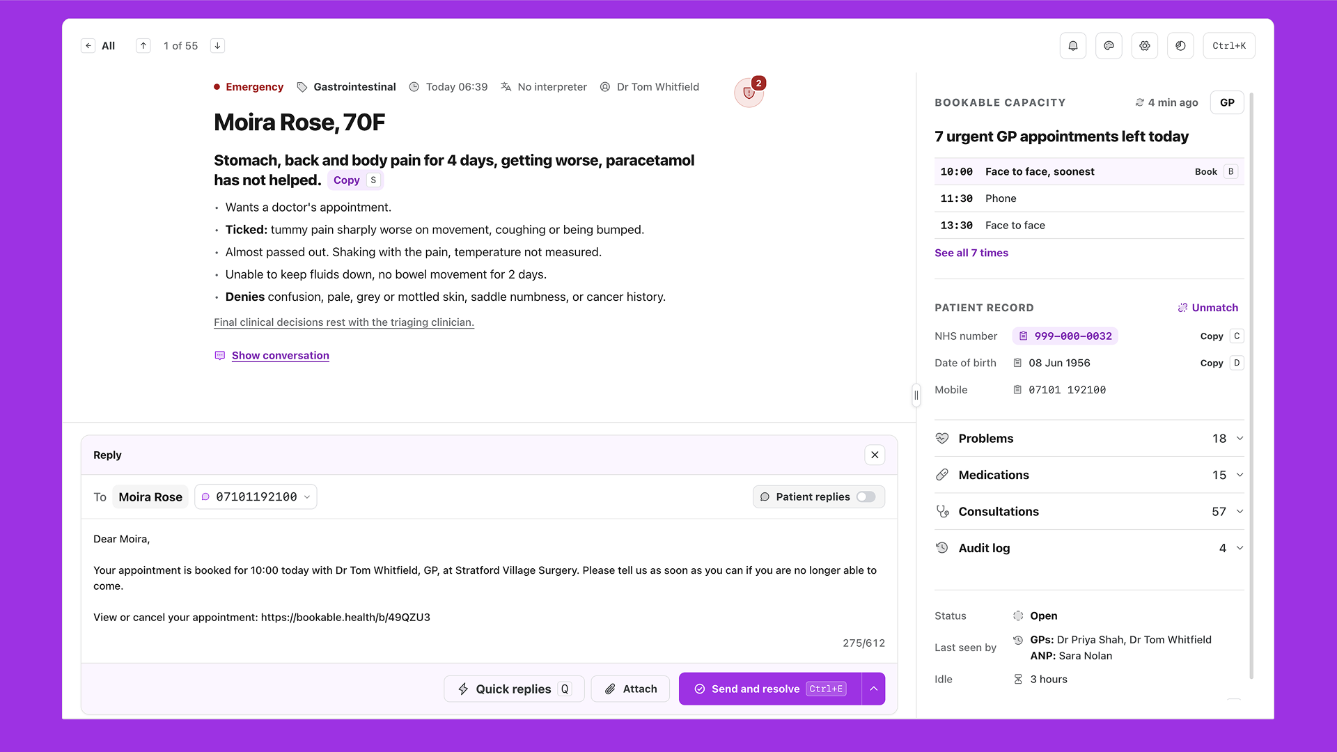 Staff can then link a patient to their appointment via their stated contact preferences.