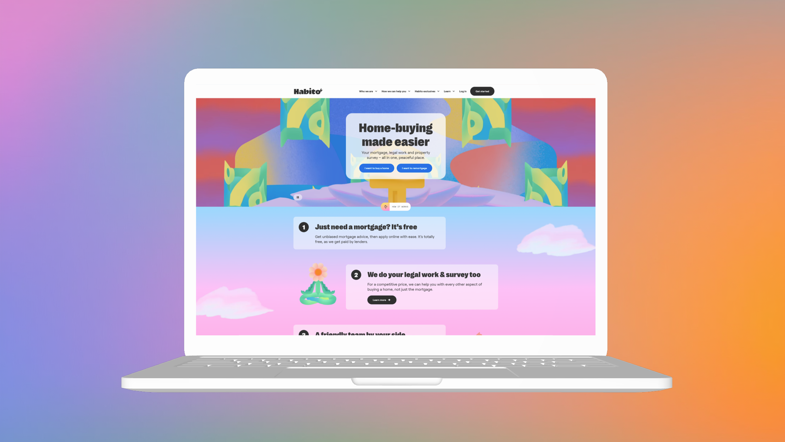 The Habito homepage guides homebuyers across the various product suites in easy-to-understand, jargon-free language.