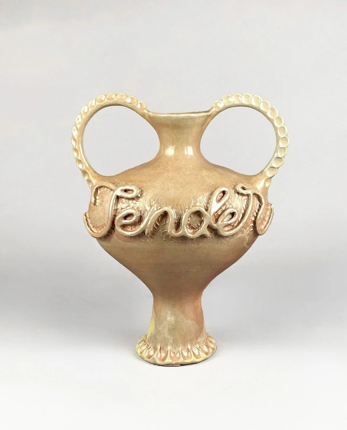 Tender, 2025. Atmospherically salt fired to cone 6, with salt finish on bare clay. 