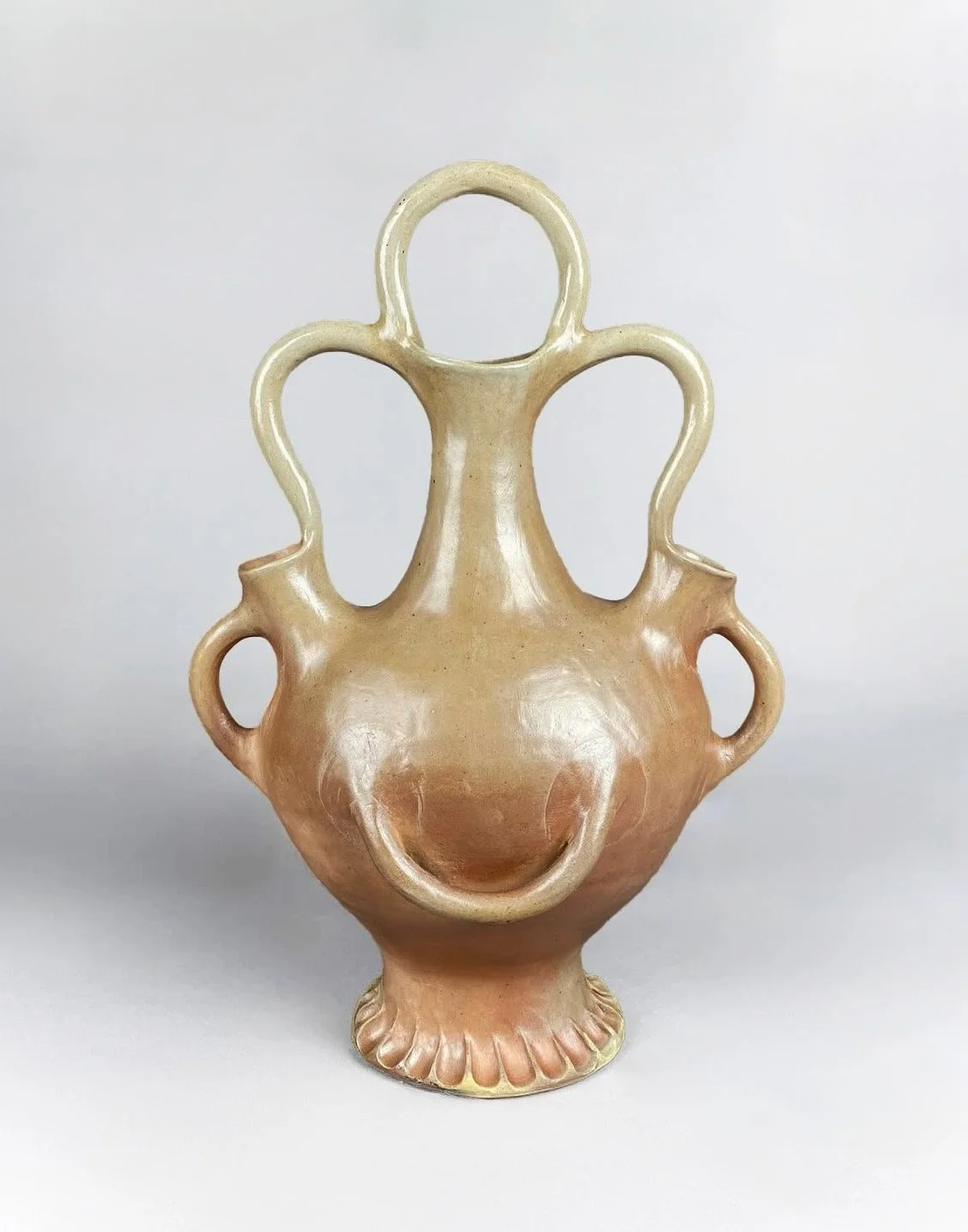 Aquarian, 2025. Atmospherically salt fired to cone 6, with salt finish on bare clay. 