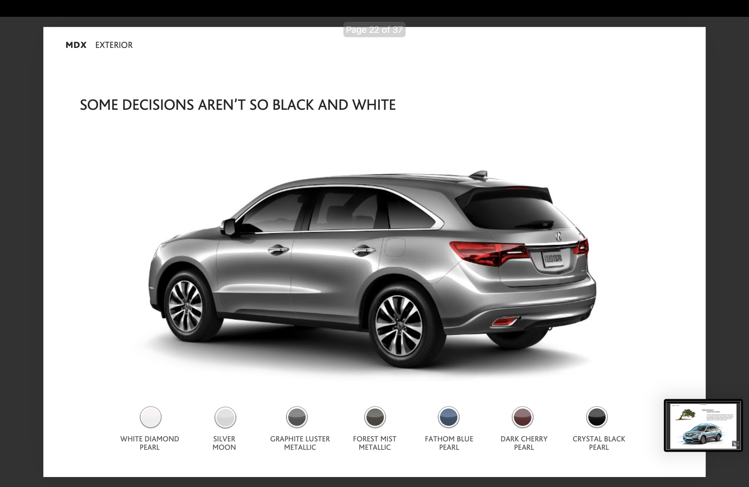 A silver SUV in a car color customization interface, with color options displayed below, including white diamond pearl, silver moon, graphite luster metallic, forest mist metallic, fathom blue pearl, dark cherry pearl, and crystal black pearl.