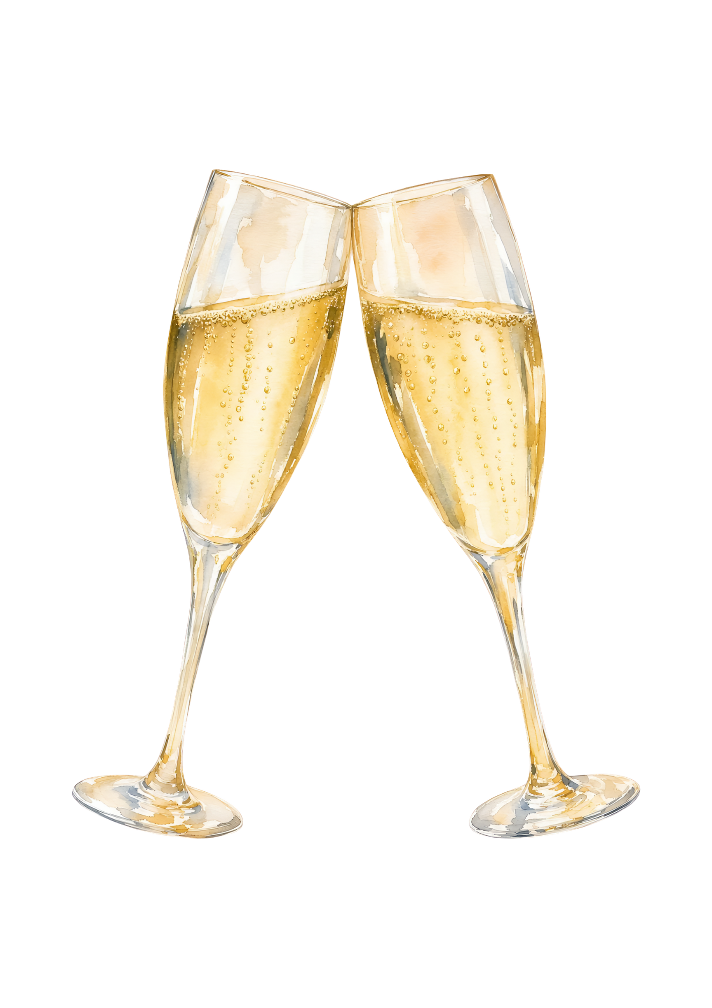Two champagne glasses clinking together in a celebratory toast.