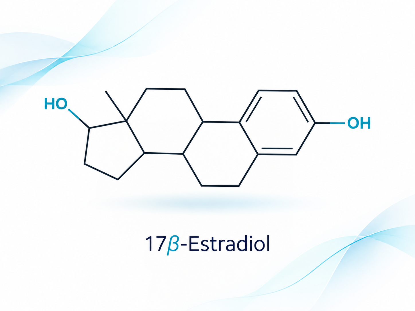 Chemical structure of 17β-Estradiol with its name displayed below.