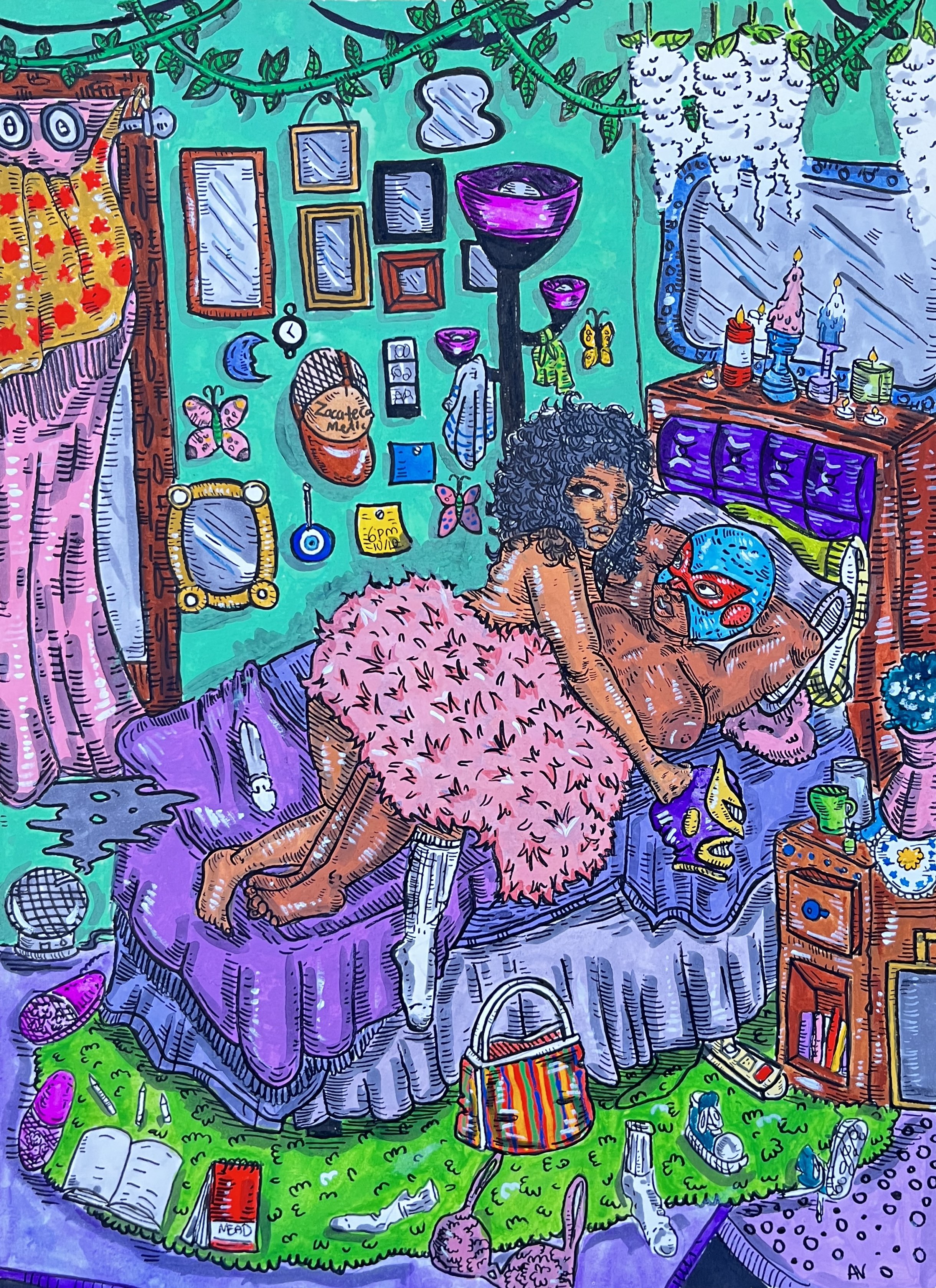 Quitate la Mascara, Gouache 