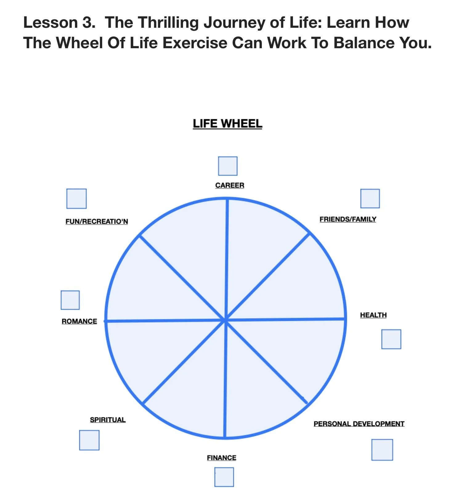 Lesson 3: Wheel of Life Exercise