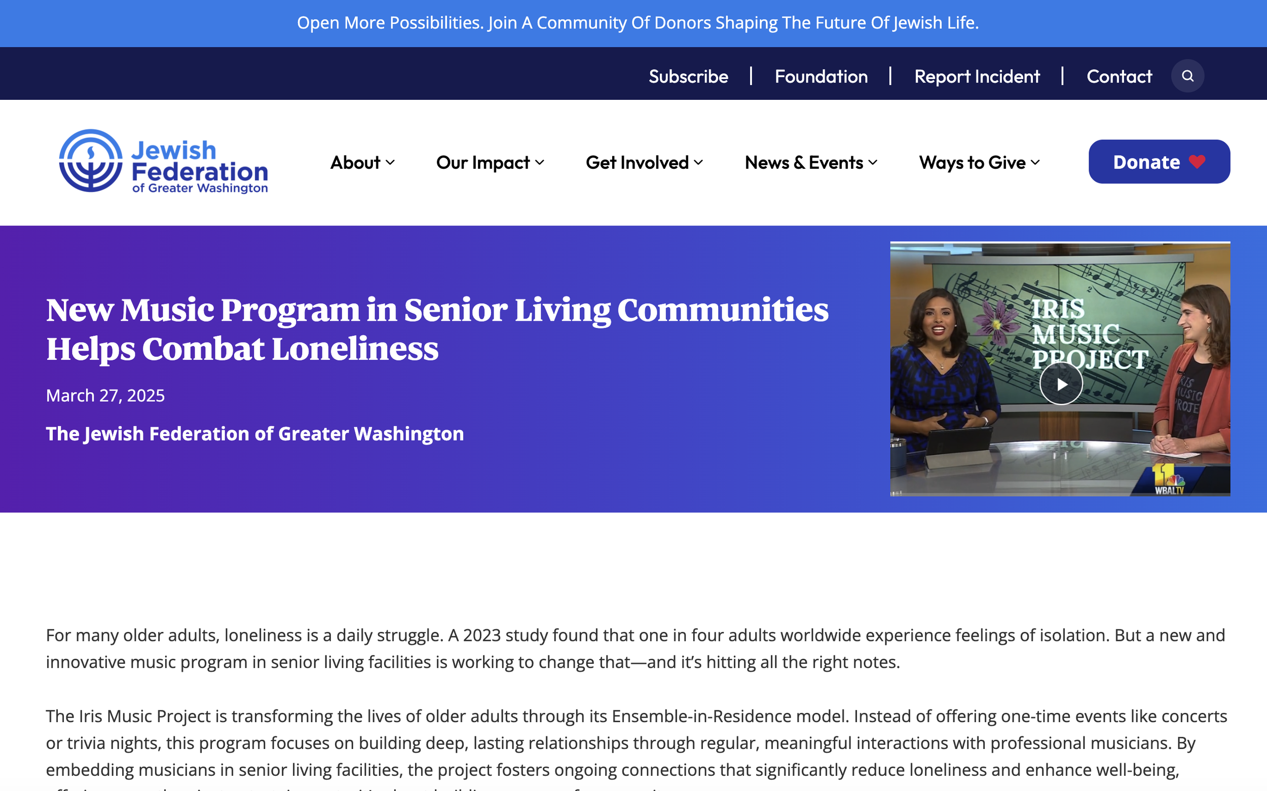 New Music Program in Senior Living Communities Helps Combat Loneliness