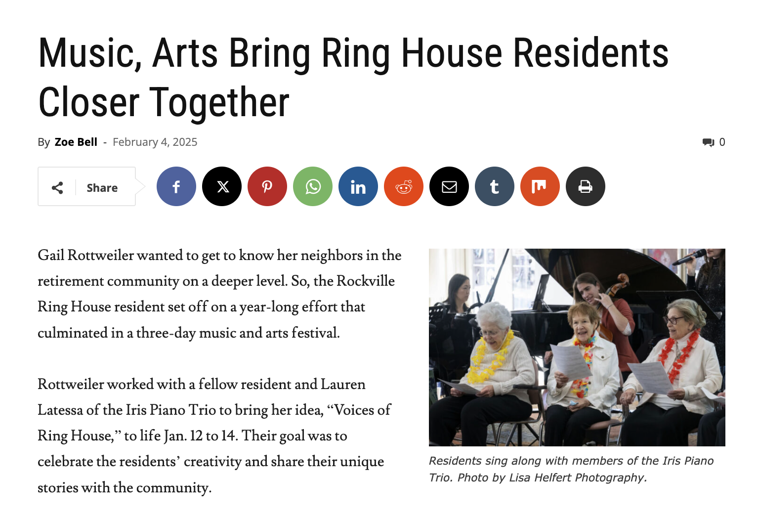 Music, Arts Bring Ring House Residents Closer Together