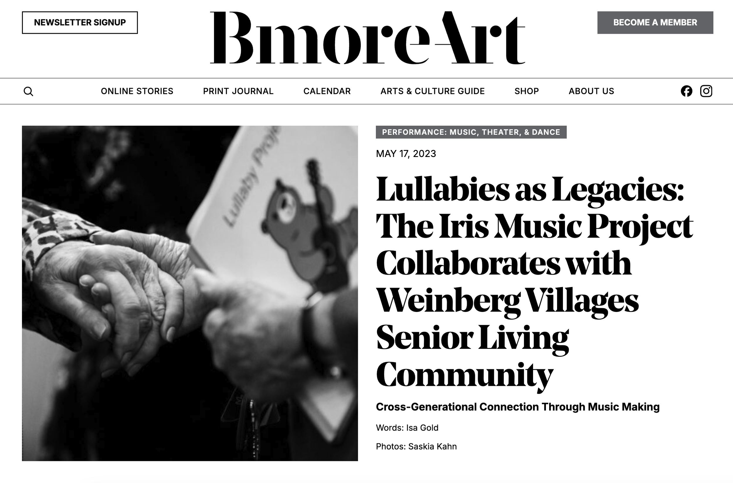 Lullabies as Legacies: The Iris Music Project Collaborates with Weinberg Villages Senior Living Community