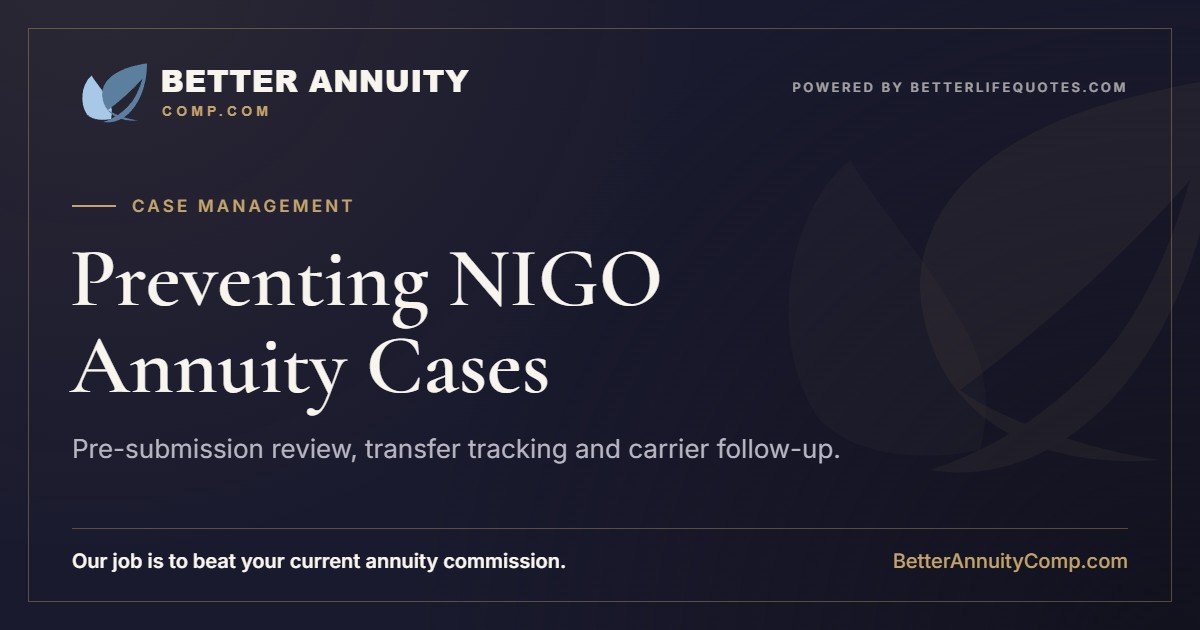 Preventing NIGO annuity cases: pre-submission review, 1035 transfer tracking and carrier follow-up