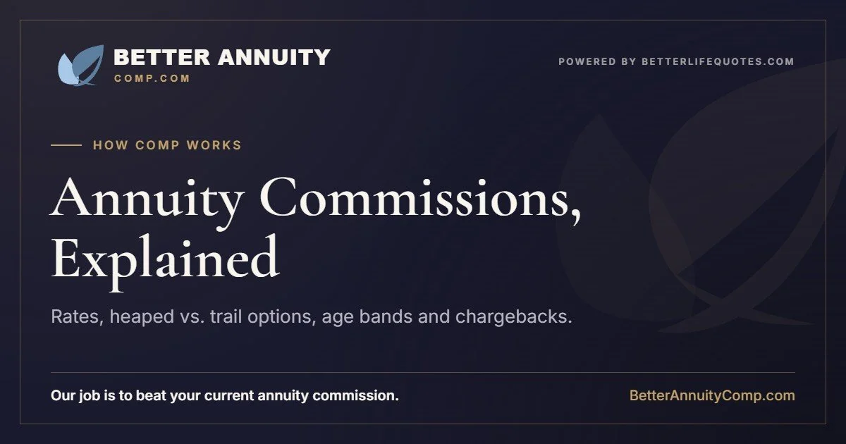 Annuity commissions explained: rates, heaped vs. trail options, age bands and chargebacks