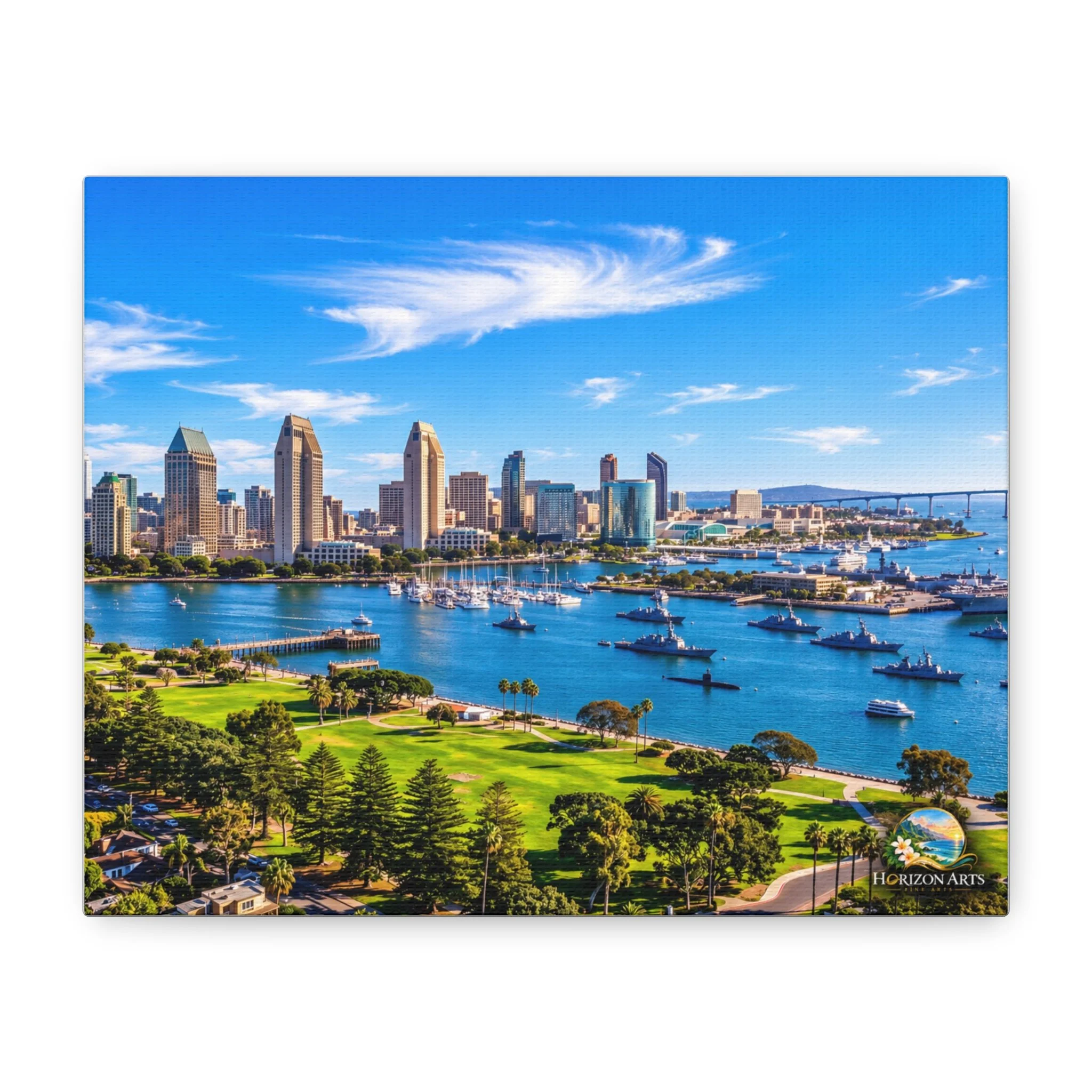 San Diego Skyline and Harbor Matte Canvas Wall Art