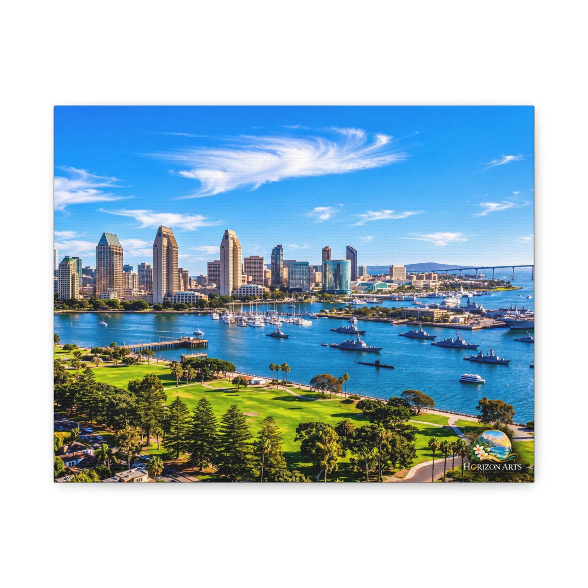 San Diego Skyline and Harbor Matte Canvas Wall Art