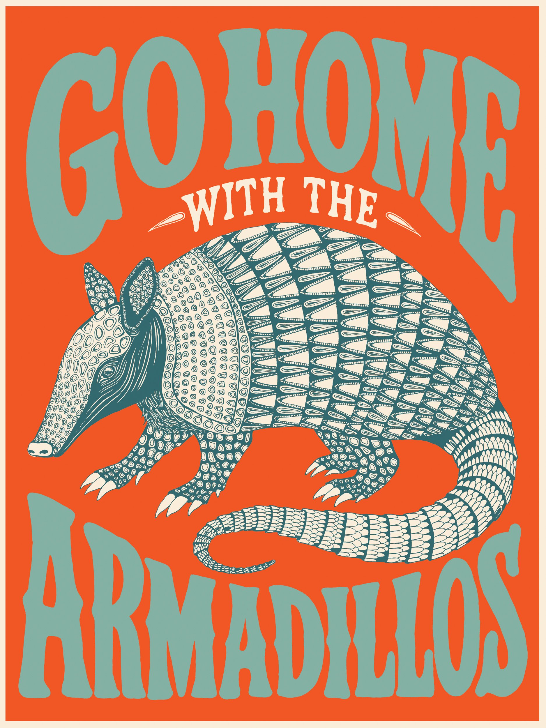 "Home w/ Armadillos" Postcard