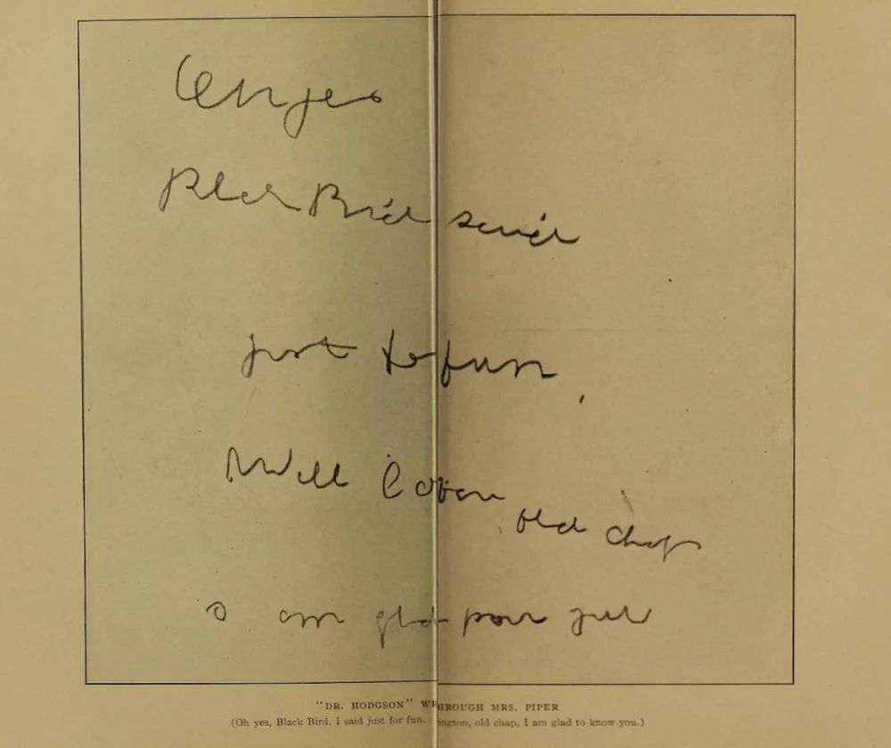 Facsimile of handwritten script, a historical example of automatic writing.