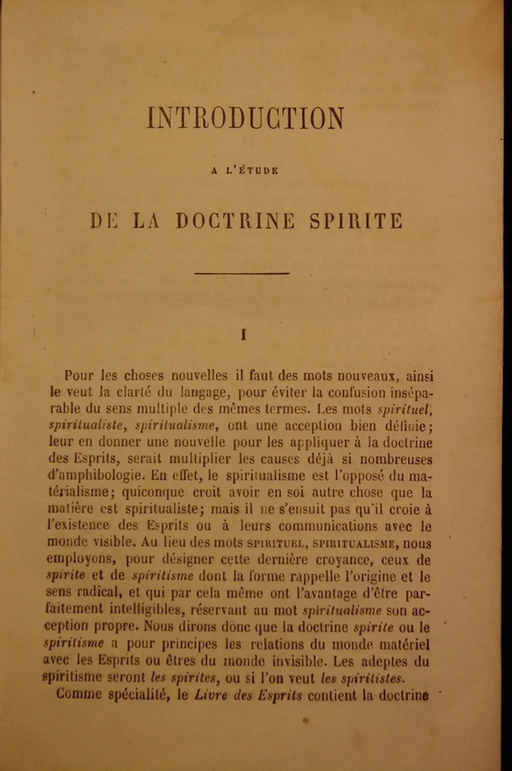 Scanned French-language page from Allan Kardec’s 1857 book Le Livre des Esprits.
